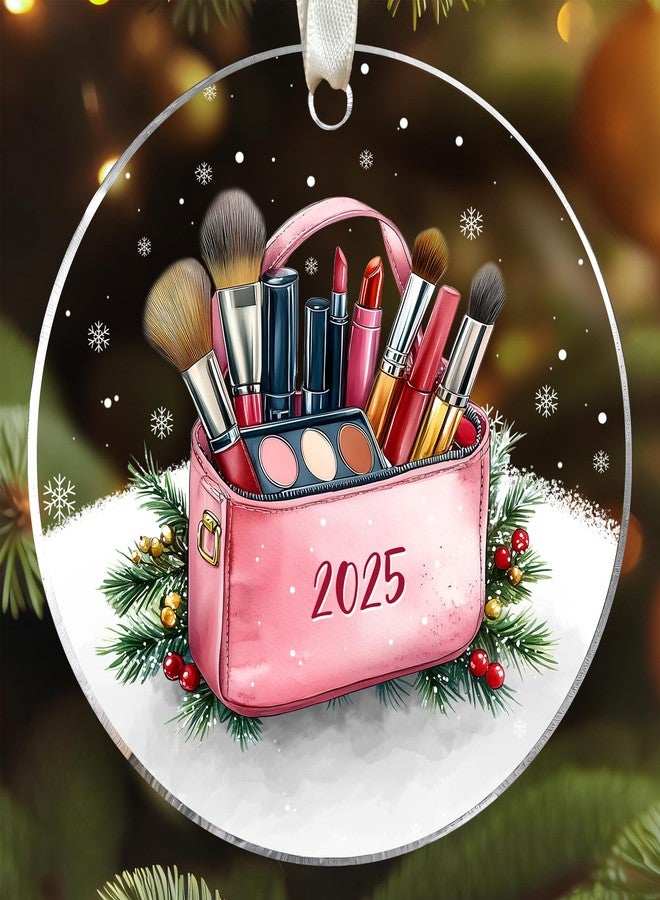 HUNIGIFT Makeup Ornament - Makeup Tool Ornaments for Christmas Tree - Lipstick Eyelash Brush Cosmetology Ornaments for Girls, Teenagers, Beauticians, Beauty Lovers - Acrylic Make-Up Artist Ornament - Image 1